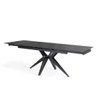 Extendable table to 240 cm in ceramic and metal base - Bouquet Viadurini