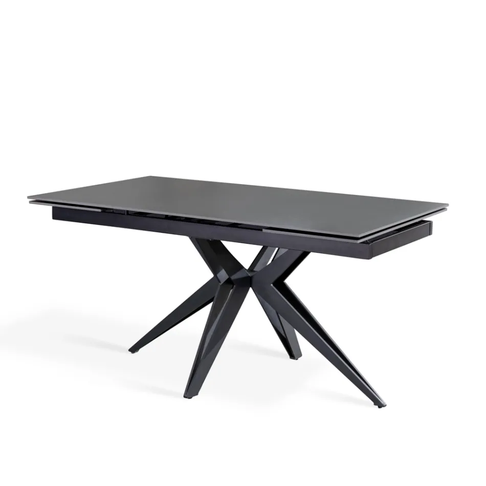 Extendable table to 240 cm in ceramic and metal base - Bouquet Viadurini