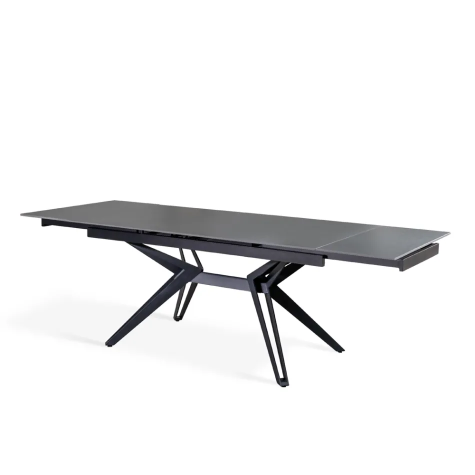 Extendable table to 240 cm in ceramic and metal - Bouquet Viadurini