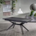 Extendable table to 240 cm in ceramic and metal - Bouquet Viadurini