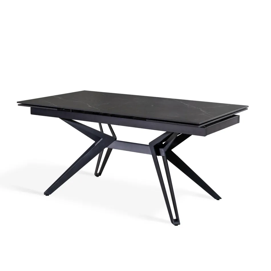 Extendable table to 240 cm in ceramic and metal - Bouquet Viadurini