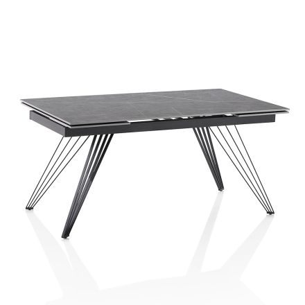Extendable Table to 240 cm in Ceramic and Black Metal - Leila Viadurini