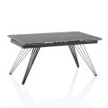 Extendable Table to 240 cm in Ceramic and Black Metal - Leila