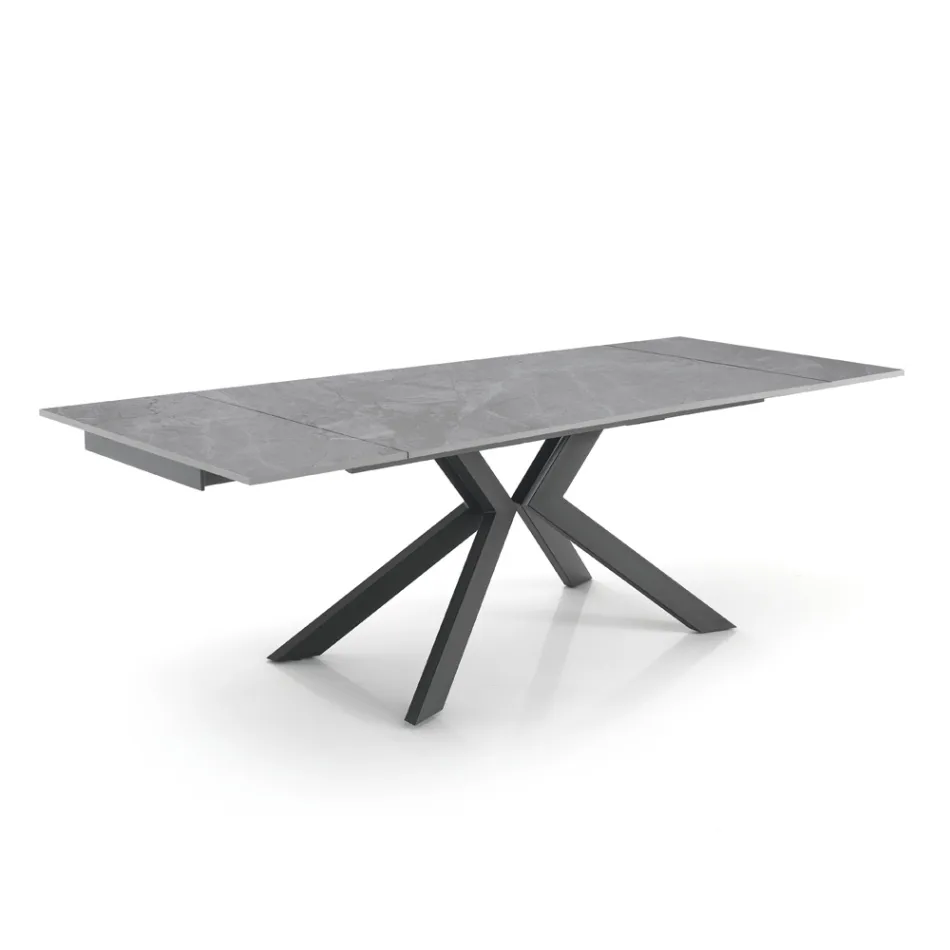 Extendable table to 240 cm in ceramic with marble finish - chlorine Viadurini