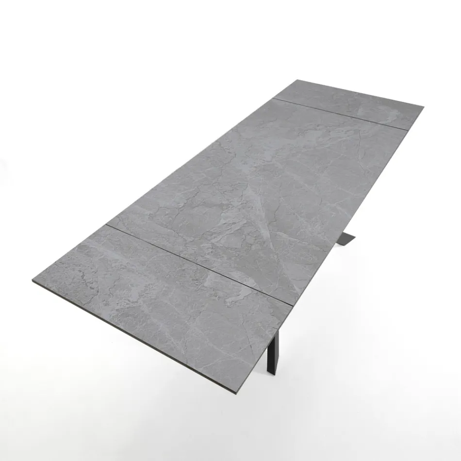 Extendable table to 240 cm in ceramic with marble finish - chlorine Viadurini