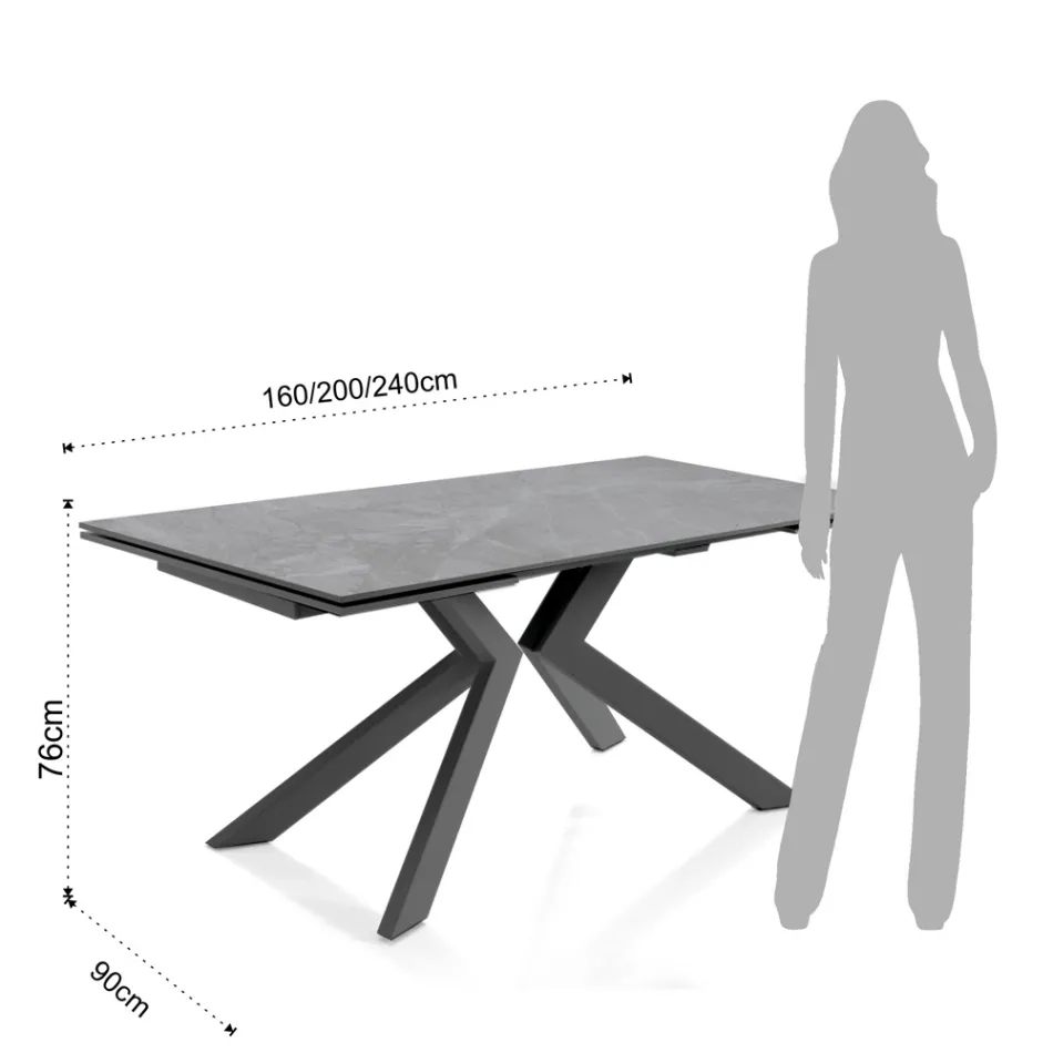 Extendable table to 240 cm in ceramic with marble finish - chlorine Viadurini