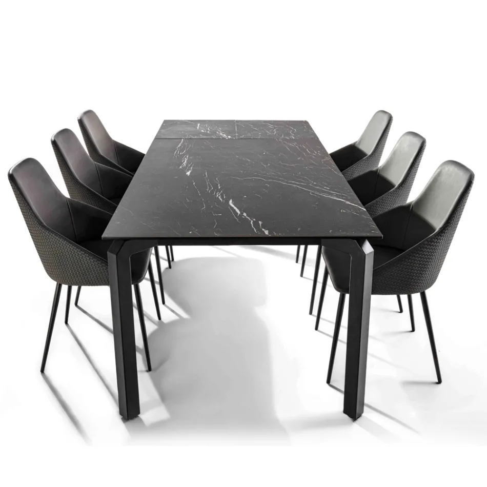 Extendable Table 240 cm in Metal and Glass Ceramic Top - Lumera Viadurini