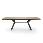 Extendable Table to 240 cm in Black Metal and MDF - Donzella Viadurini