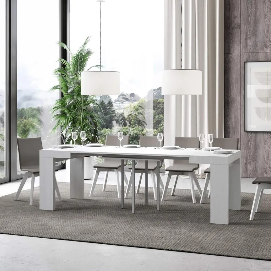 Extendable Table to 246 cm in Made in Italy Wooden Microparticles - Tree Viadurini