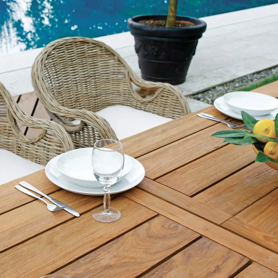 Extendable Outdoor Table to 250 cm Made of Recycled Teak - Fern Viadurini