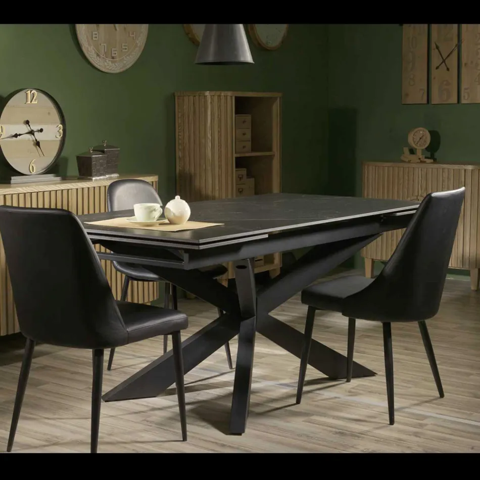 Extendable Table 260 cm in Metal and Synthetic Stone - Underwater Viadurini