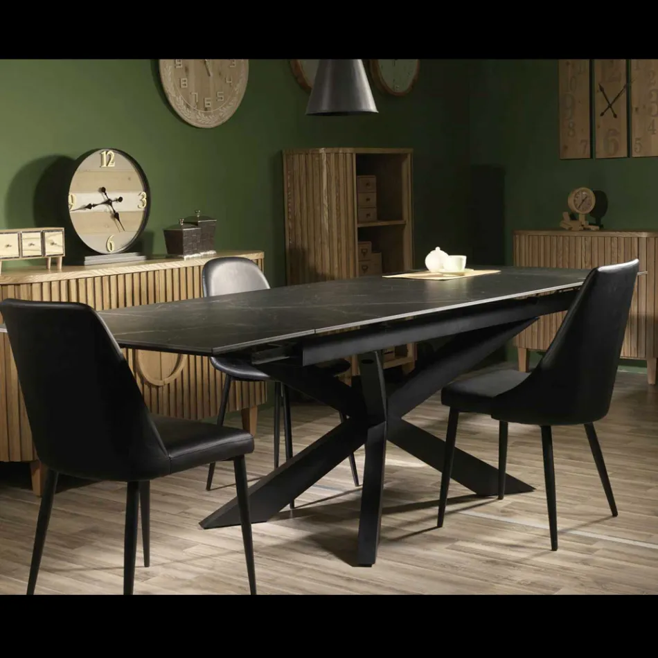 Extendable Table 260 cm in Metal and Synthetic Stone - Underwater Viadurini