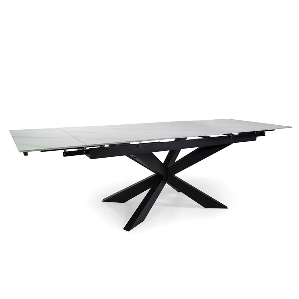 Extendable Table 260 cm in Metal and Synthetic Stone - Underwater Viadurini