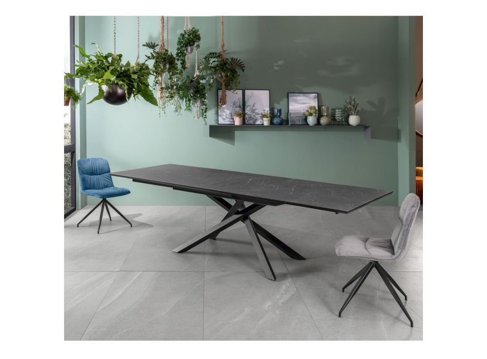 Extendable table to 270 cm with HPL top and aluminum base - Search Viadurini