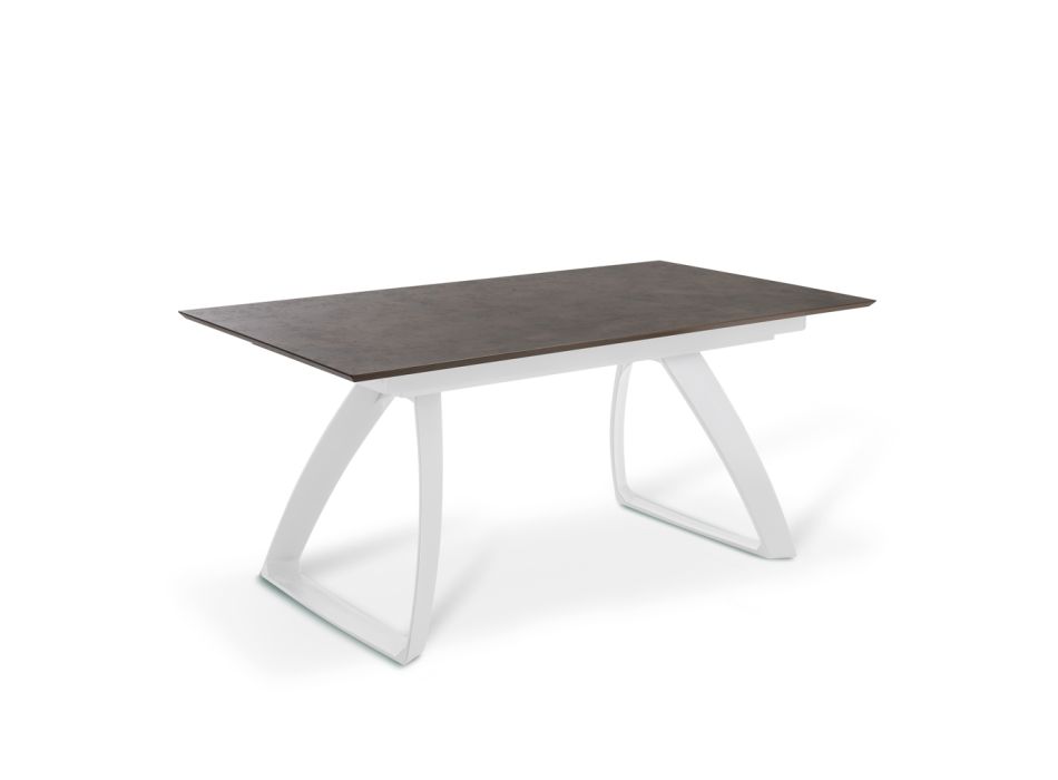 Extendable table to 270 cm with HPL top and aluminum base - Villongo Viadurini