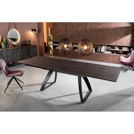Extendable table to 270 cm with HPL top and aluminum base - Villongo Viadurini
