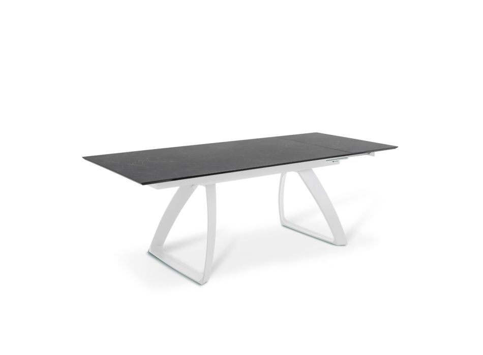 Extendable table to 270 cm with HPL top and aluminum base - Villongo Viadurini
