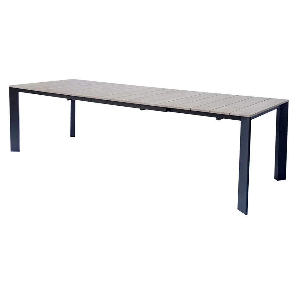 Extendable Table to 276 cm with Wood Effect Aluminum - Ovara Viadurini