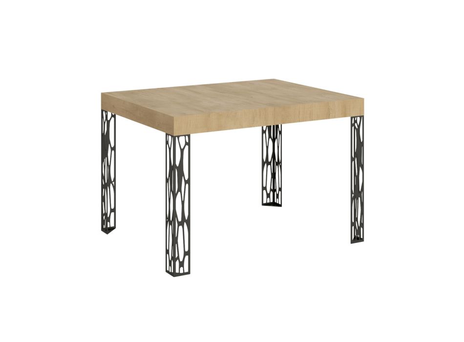 Extendable table to 284 cm in wood and iron Made in Italy - Fiume Viadurini