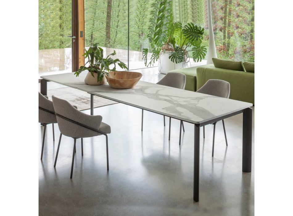 Extendable Table to 298 cm in Ceramic and Metal Made in Italy - Tulip Viadurini