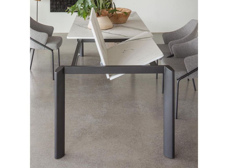 Extendable table to 298 cm in ceramic and metal Made in Italy - Tulip Viadurini