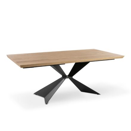 Extendable Table to 300 cm with Metal Base and Oak Top - Navy Viadurini