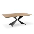Extendable Table to 300 cm with Metal Base and Oak Top - Navy