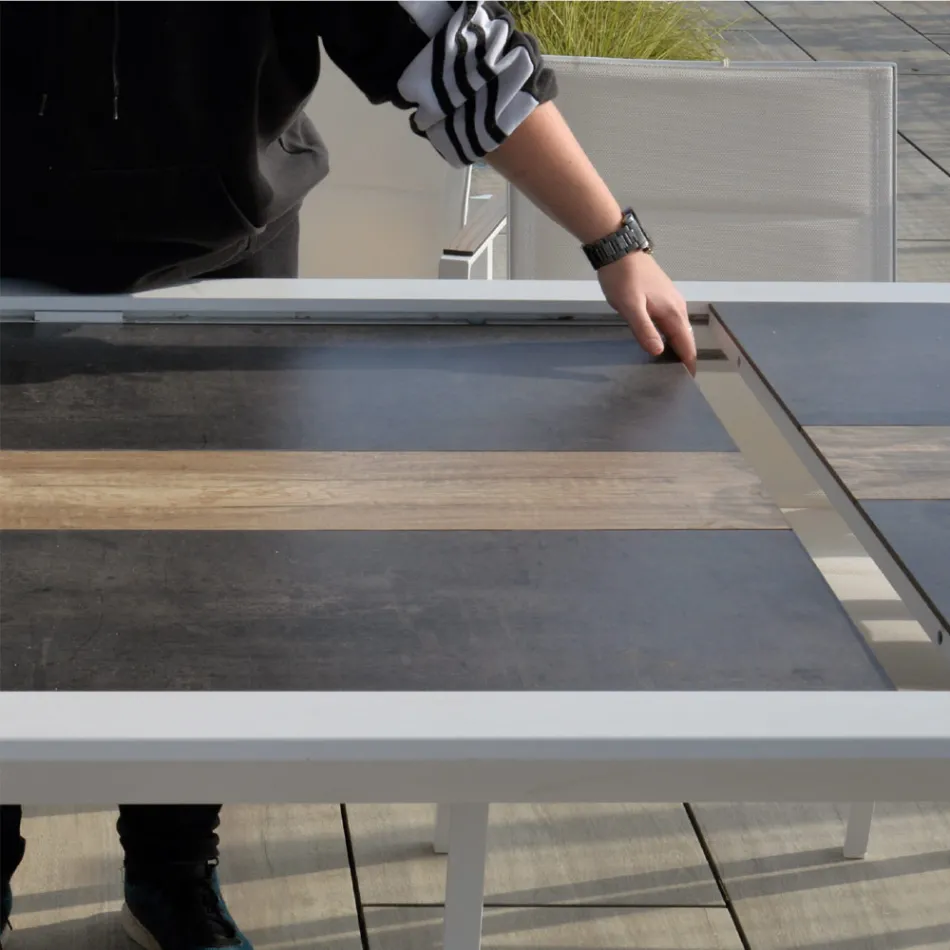 Extendable Table 300 cm in Aluminum with HPL Insert - Righello Viadurini
