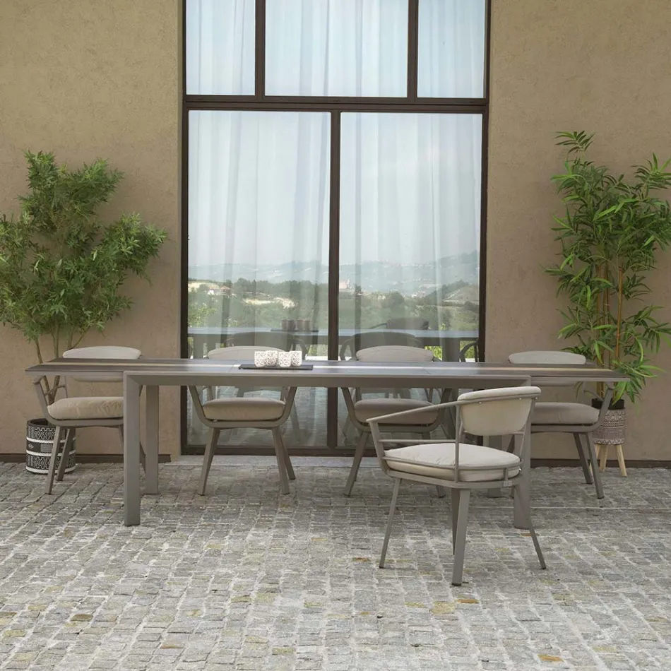 Extendable Table 300 cm in Aluminum with HPL Insert - Righello Viadurini