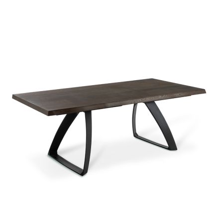 Extendable Table to 300 cm in Oak Veneer and Aluminum Base - Travis Viadurini