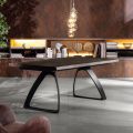 Extendable Table to 300 cm in Oak Veneer and Aluminum Base - Travis