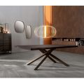 Extendable Table to 300 cm in Oak Veneer and Black Metal Base - Xino