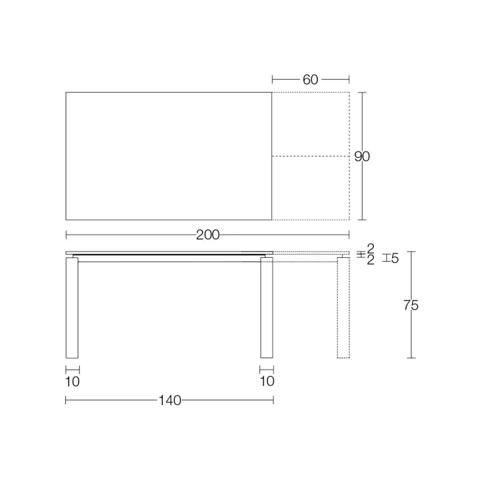 Extendable Table 310 cm with Laminate Top and Metal Base - Spilla Viadurini