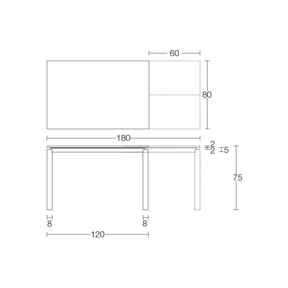 Extendable Table 310 cm with Laminate Top and Metal Base - Spilla Viadurini