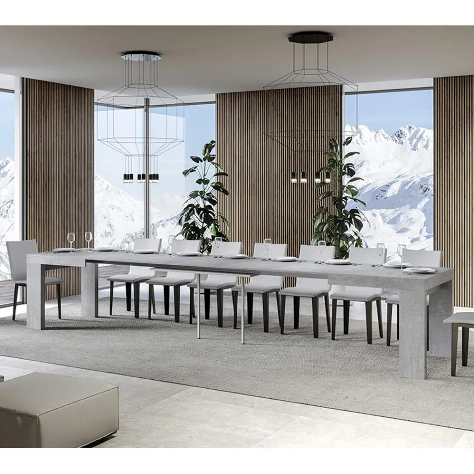 Extendable Table to 440 cm in Made in Italy Wooden Microparticles - Tree Viadurini