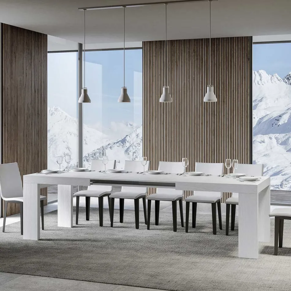 Extendable Table to 440 cm in Made in Italy Wooden Microparticles - Tree Viadurini