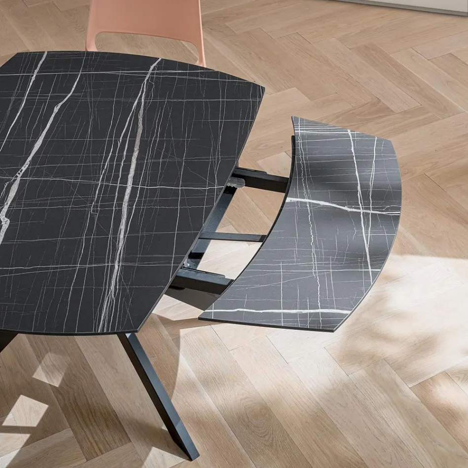 Extendable Barrel Table in Layered HPL with Different Finishes - Incontro Viadurini