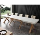 White extendable table with Rico natural solid wood frame Viadurini