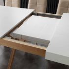 White extendable table with Rico natural solid wood frame Viadurini