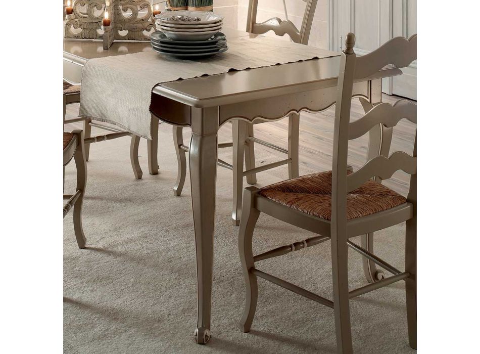 Extendable Table with 4 Chairs in Light Dove Gray Made in Italy - Celestino Viadurini