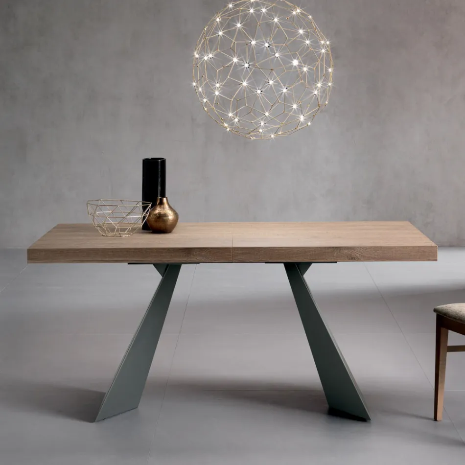 Extendable Table with Central Extension in Laminate - Aperol Viadurini