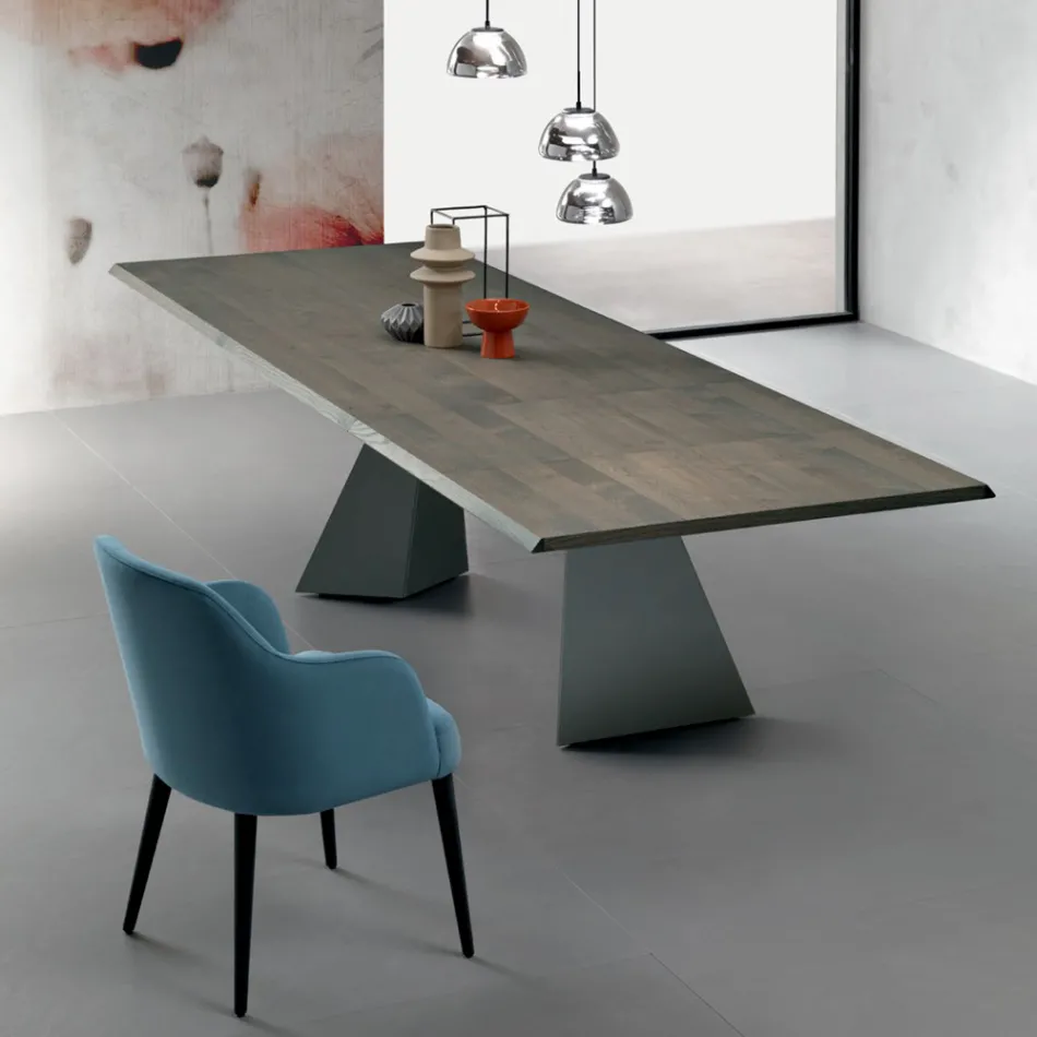 Extendable Table with Side Extension in Veneered Wood - Aperol Viadurini