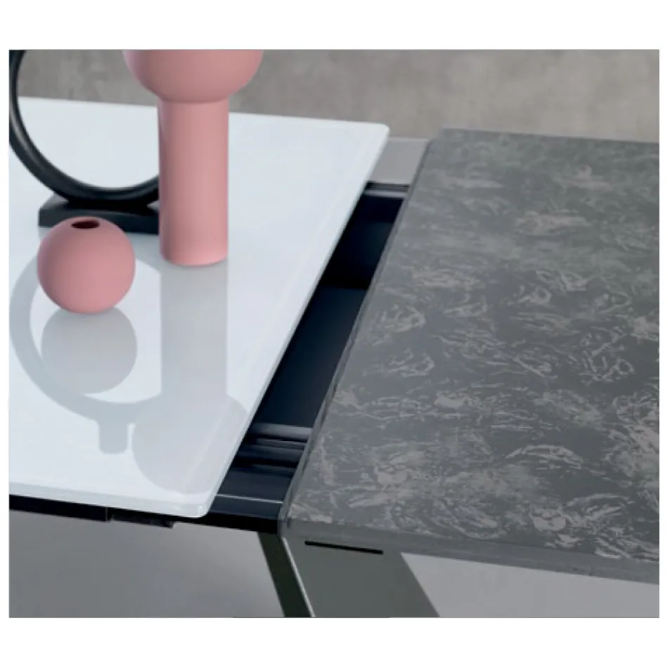 Extendable Table with Side Extension in Milk Glass - Aperol Viadurini
