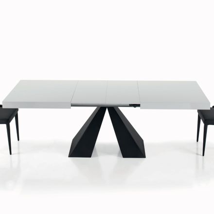 Extendable Table with Central Opening and Folding Edge Made in Italy - Dalmatian Viadurini
