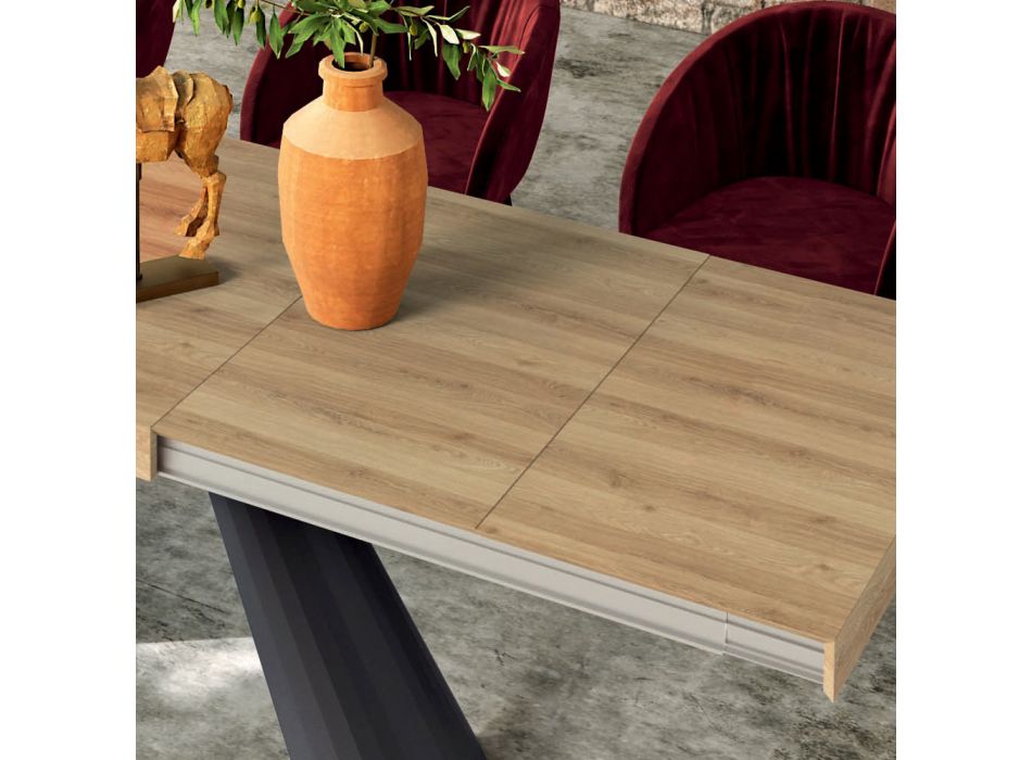 Extendable Table with Synchronized Side Opening Made in Italy - Glasses Viadurini