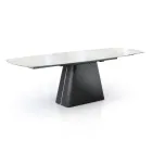 Extendable Table with Steel Base and Ceramic Top in Marble Finish - Emilia  Viadurini