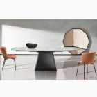 Extendable Table with Steel Base and Ceramic Top in Marble Finish - Emilia  Viadurini