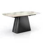 Extendable Table with Steel Base and Ceramic Top in Marble Finish - Emilia  Viadurini