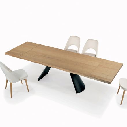 Extendable Table with Irregular Debarked Edge Made in Italy - Glasses Viadurini