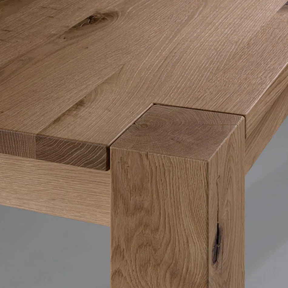 Extendable Table with Veneered Legs and Top Made in Italy - Tash Viadurini